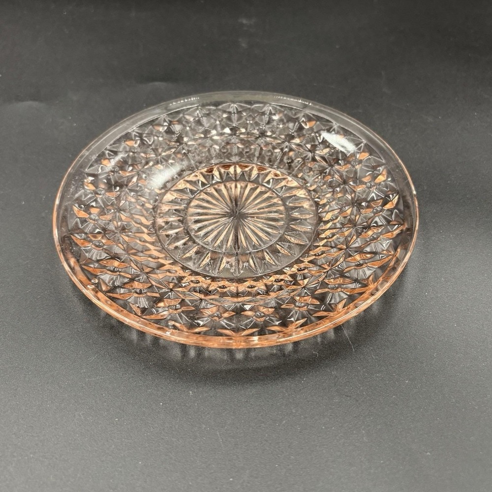Jeannette Pink Depression Glass Holiday Buttons & Bows 6" Salad Plate